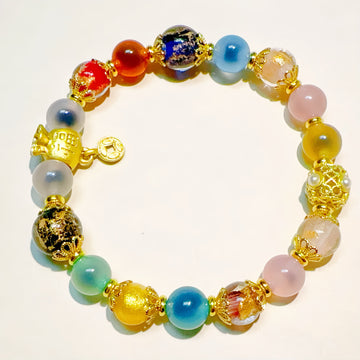 Golden Fortune Incense Ash Glazed Bracelet – A Sacred Talisman for Comprehensive Blessings and Protection