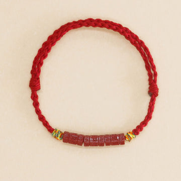 Vermilion Sanskrit Size Adjustable Hand-knitted Bracelet