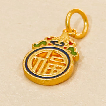Multi-color Fu Gold Charm – Embrace Blessings and Harmony