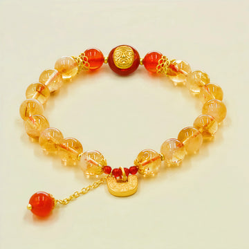 Natural Yellow Citrine Wish Lock Bracelet – Prosperity, Abundance & Spiritual Harmony
