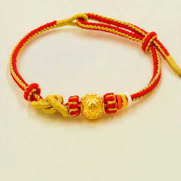 Year of the Snake Fortune Gold Bead Red Rope Bracelet – Zodiac Blessings