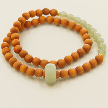 Natural Sandalwood and Hetian Jade Bracelet For Balance