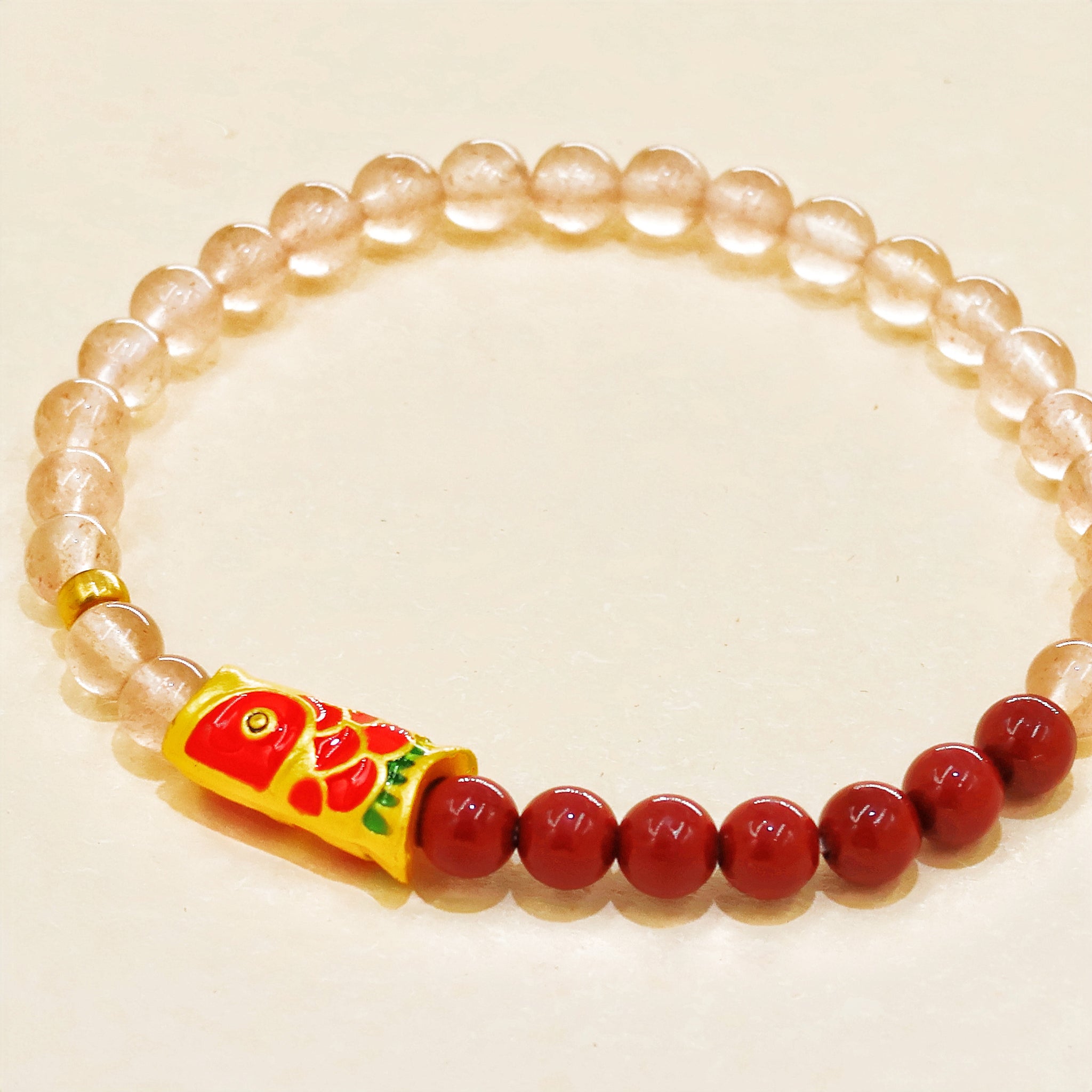 Strawberry Quartz Cinnabar Bracelet - Protects, Helps You Pass Exams