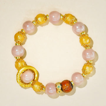 Incense-Ash Glazed Porcelain Buddha Amulet Bracelet - Promotes Good Relationships and Romantic Luck