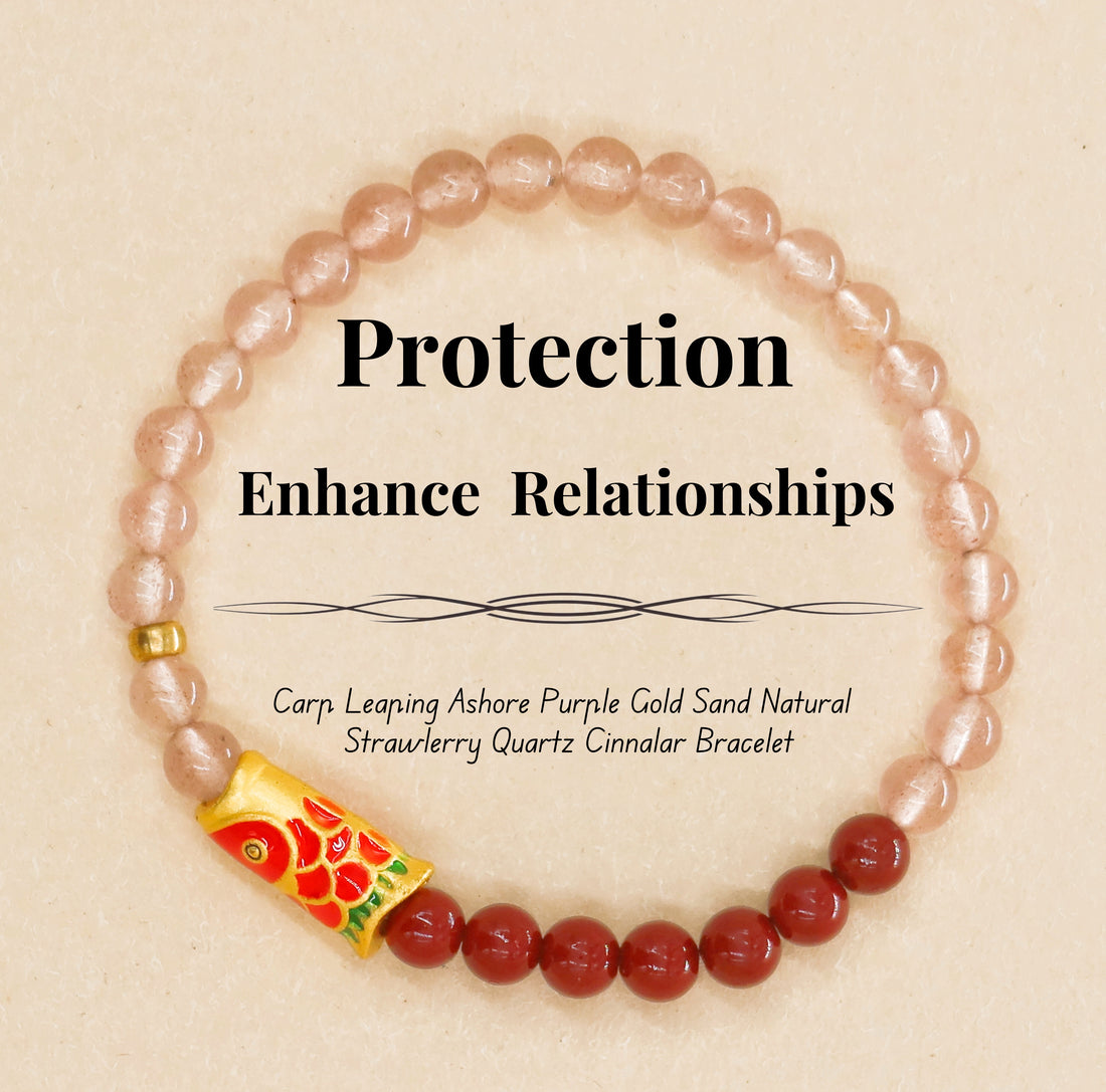 Strawberry Quartz Cinnabar Bracelet - Protects, Helps You Pass Exams