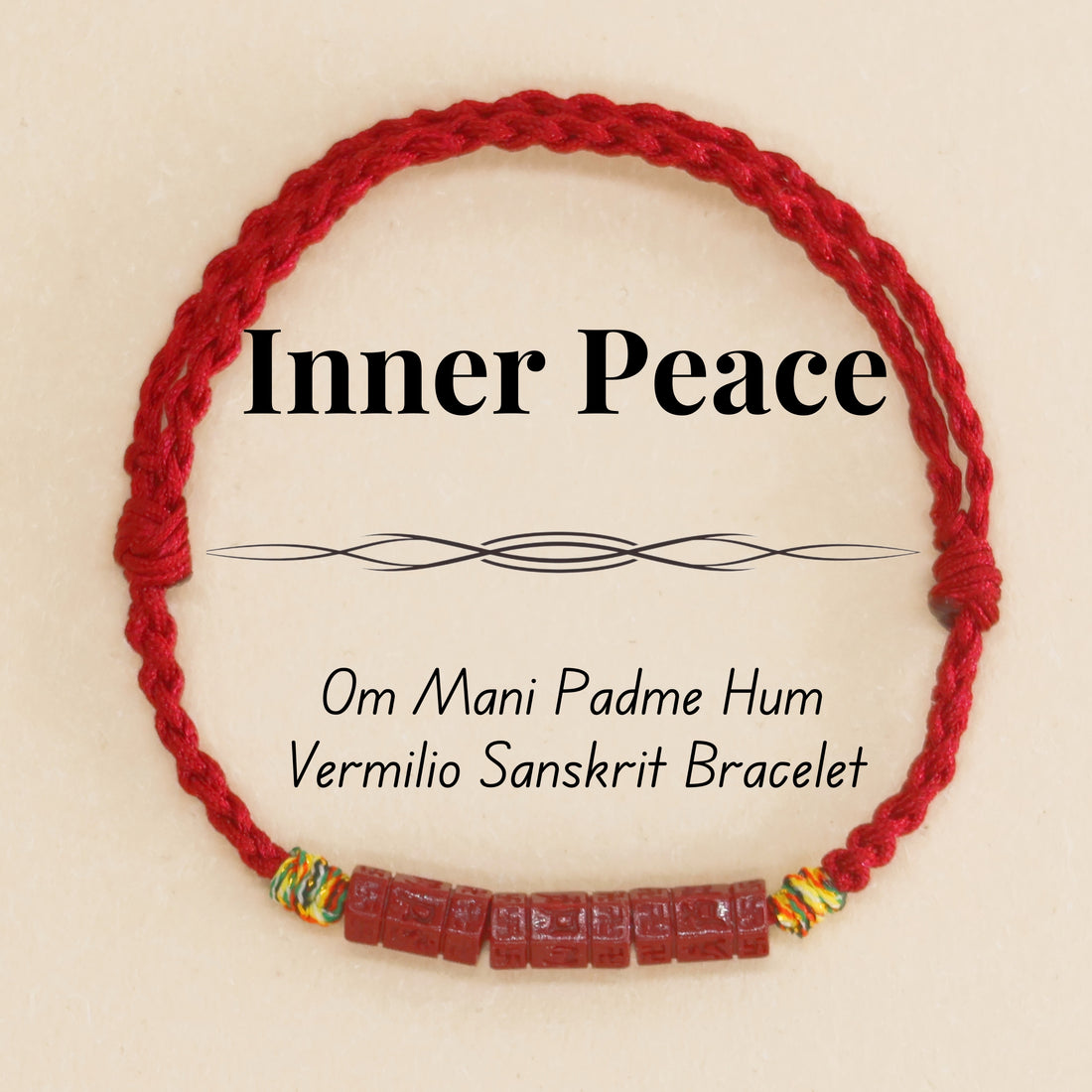 Vermilion Sanskrit Size Adjustable Hand-knitted Bracelet