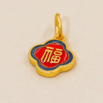 Lucky Fu Flower Gold Charm – Attract Harmony and Prosperity