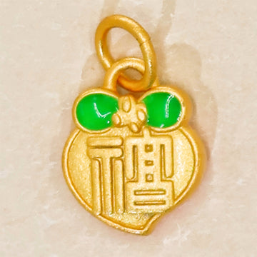 Peach Chinese Feng Shui Fu Gold Plating Charm – Embrace Luck and Prosperity