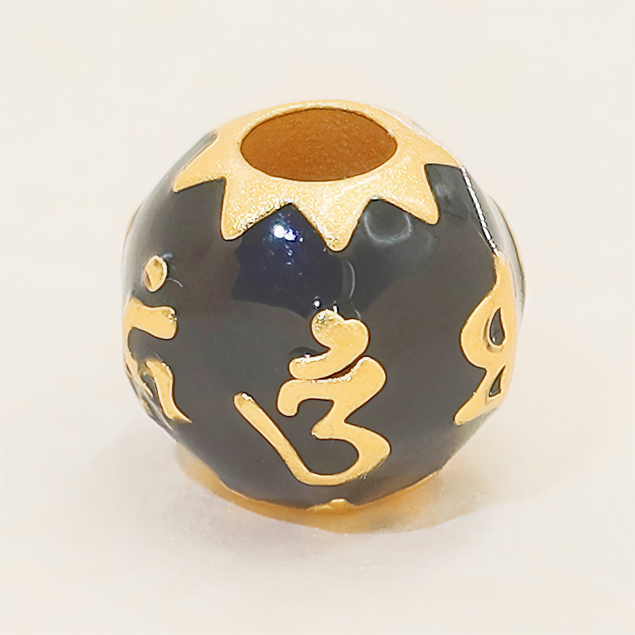 Om Mani Padme Hum Black Sphere Charm – Embrace Protection and Divine Wisdom