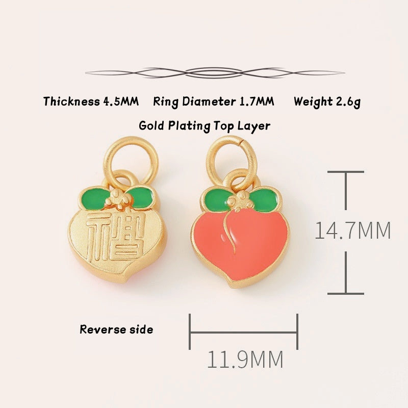 Peach Chinese Feng Shui Fu Gold Plating Charm – Embrace Luck and Prosperity