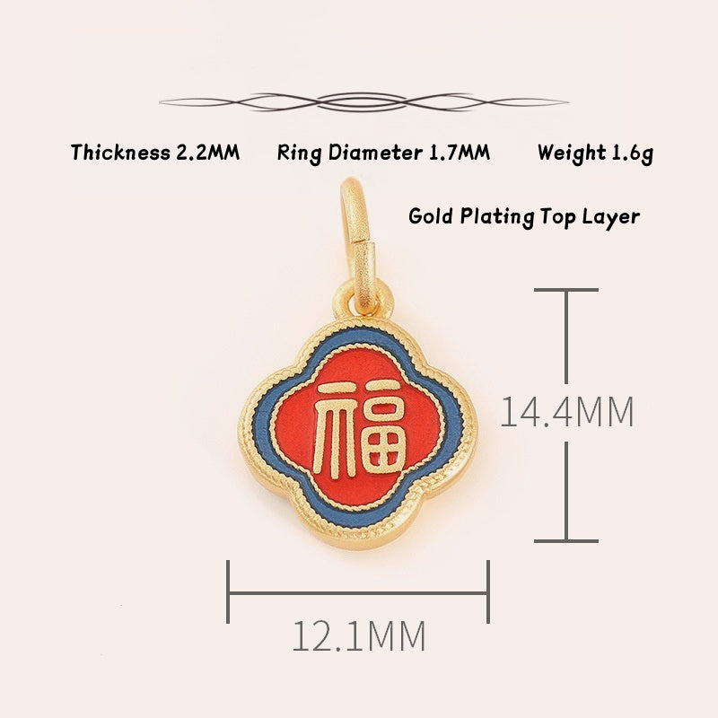 Lucky Fu Flower Gold Charm – Attract Harmony and Prosperity